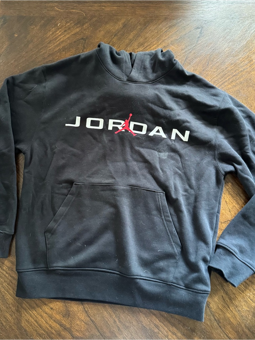 Jordan Black Pullover Hoodie with Red Jumpman and White Lettering